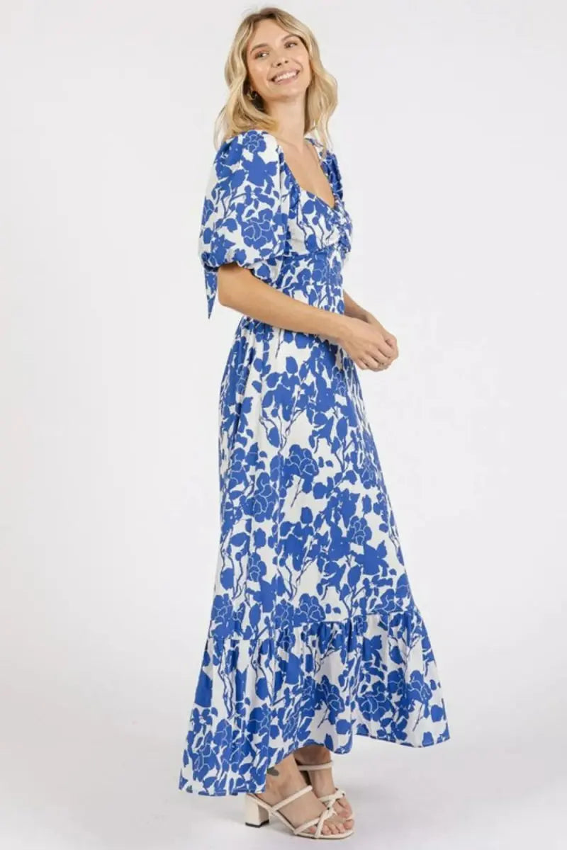 Mittoshop Cutout Back Floral Sweetheart Neck Dress - Love Salve